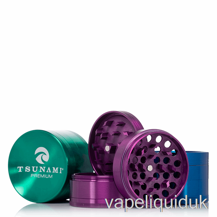 Tsunami 2.4inch 4-Piece Sunken Top Grinder Rainbow (63mm) Vape Juice